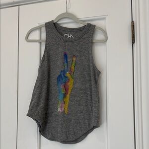 Chaser Gray Tank Top with Colorful Peace Sign